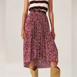 BA+SH Lenny midi-skirt asymmetrical abstract floral print MEDIUM  NWT